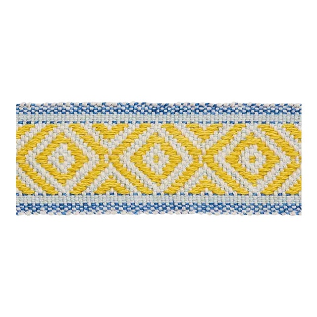 Sample - Schumacher Larson Handwoven Tape in Yellow & Blue For Sale