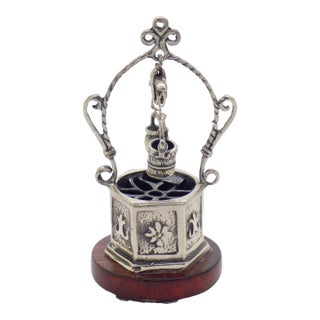 Vintage Italian Handmade Genuine Silver & Wood Water Well Figurine Dollhouse Miniature For Sale