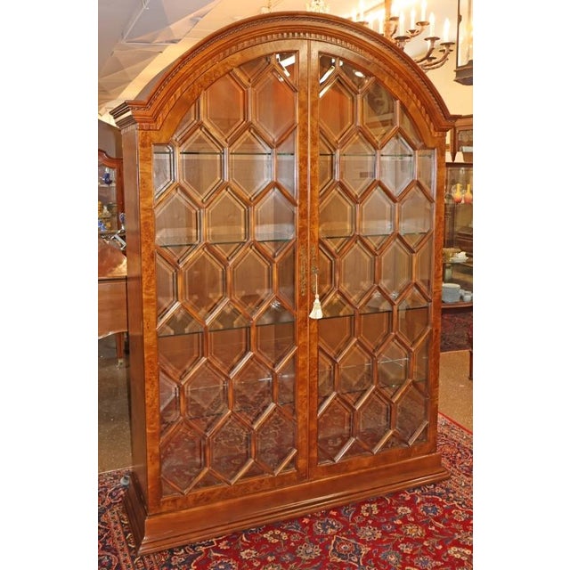 Francesco Molon V23 Italian Burl Wood Beveled Glass Display Cabinet Dimensions : 63" Wide X 18" Deep X 89.75" Tall This...