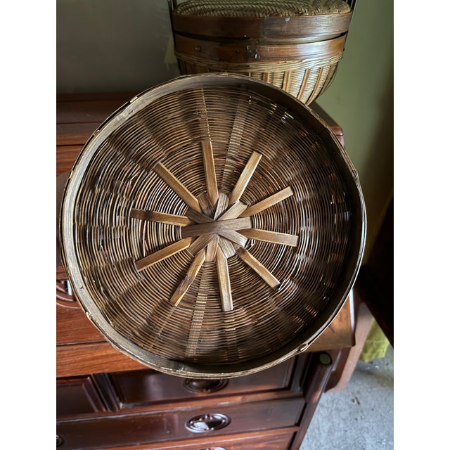 Vintage 3 Tier Chinese Wedding/Sewing Basket For Sale - Image 4 of 5