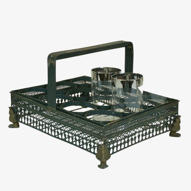 French Vintage French Metal Drink Caddy With Handle, 1950s For Sale - Image 3 of 5