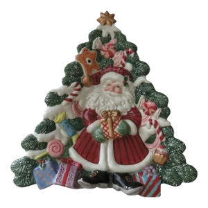 Late 20th Century Fitz and Floyd Candy Canapé Christmas Tree Dish