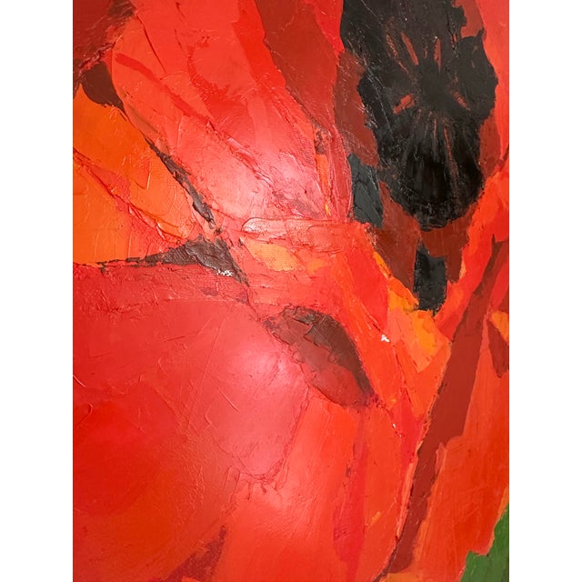 Abstract "Poppy Flower" Modern Original Oil Painting, by Jennifer Hohlfelder For Sale - Image 3 of 9