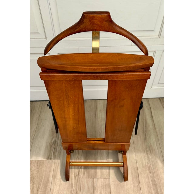 Fratelli Reguitti 1950s Italian Fratelli Reguitti Wood & Brass Gentleman’s Valet Trouser Press For Sale - Image 4 of 12