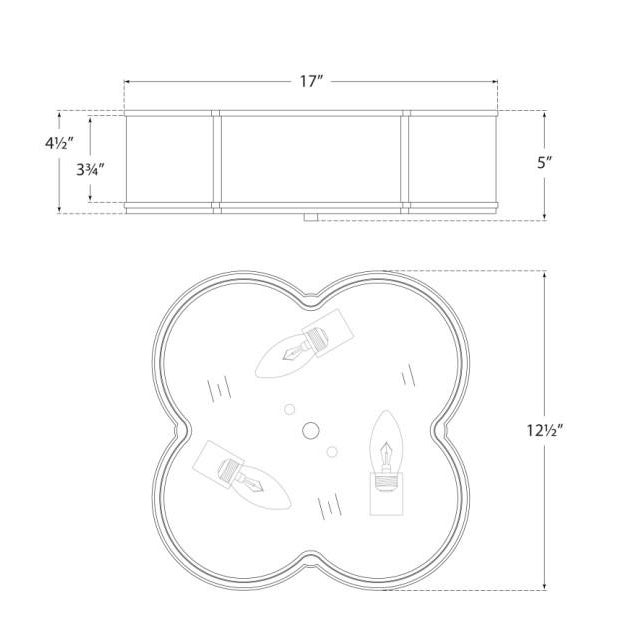 Traditional Alexa Hampton for Visual Comfort Signature Basil 17" Flush Mount in Polished Nickel & Clear Glass Rods with Frosted Glass For Sale - Image 3 of 3