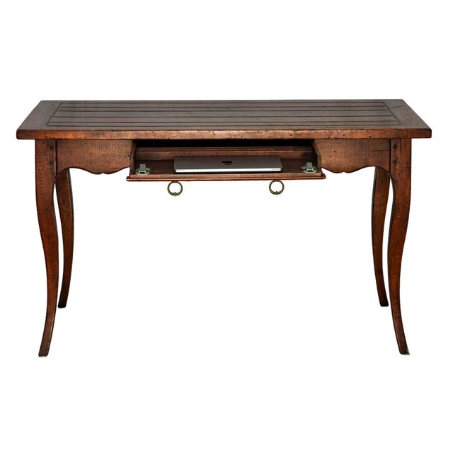 Late 20th Century Large Vintage French Style Wood Desk W/Laptop Drawer For Sale - Image 5 of 13