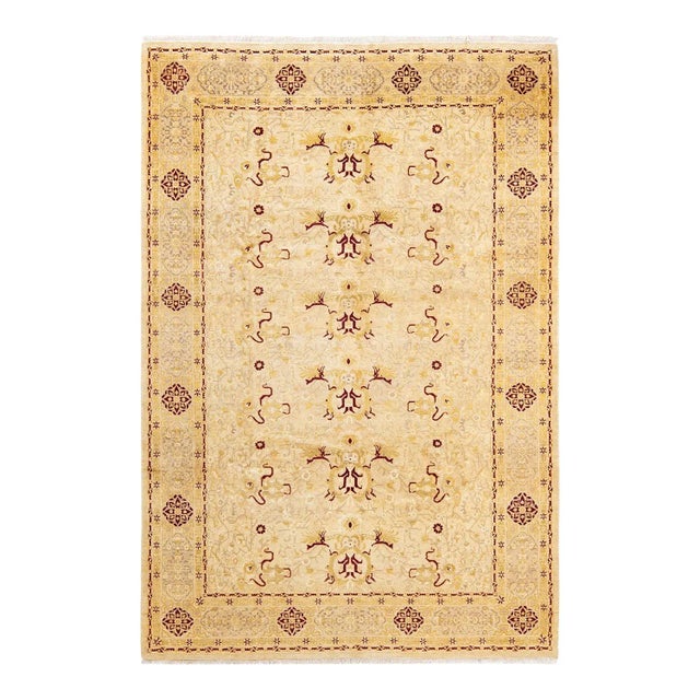 Vintage Moroccan Hand Knotted Wool Area Rug, Ivory - 6'2" X 9'0" For Sale - Image 9 of 9