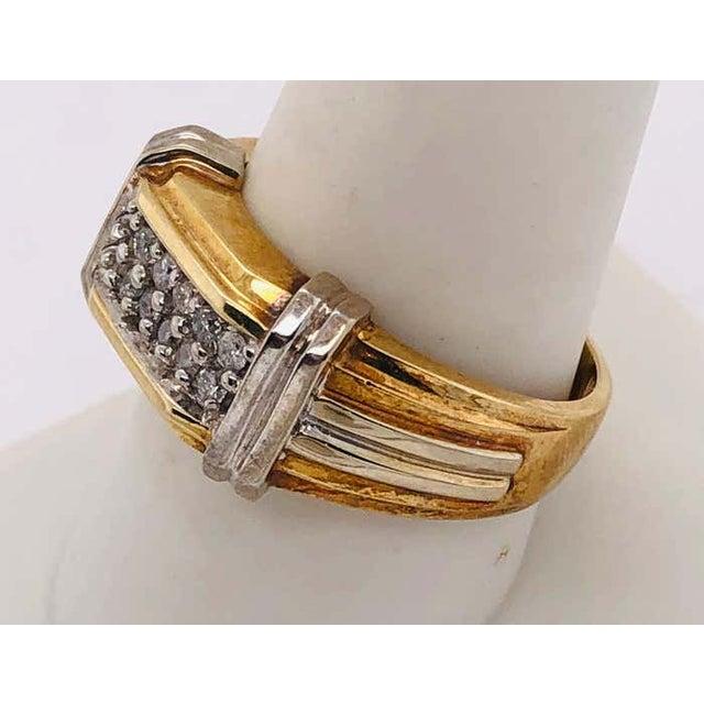 Metal 14 Karat Two-Tone Gold Contemporary Ring With Diamonds 0.75 Total Diamond Weight For Sale - Image 7 of 11