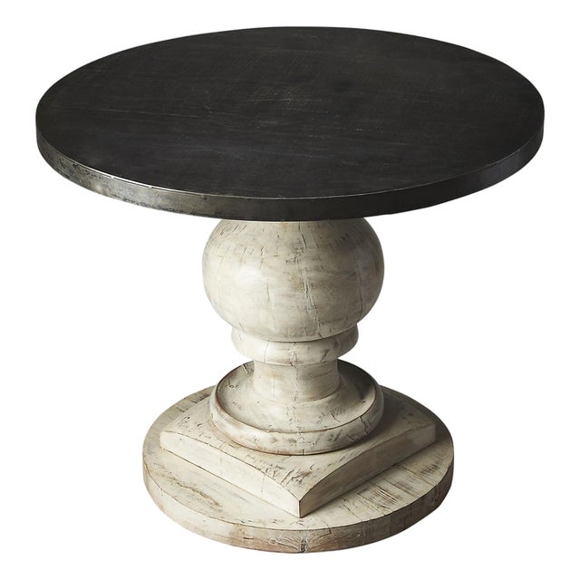 Pompei 36 in. W Round Metal and Wood Pedestal Foyer Table, Artifacts For Sale
