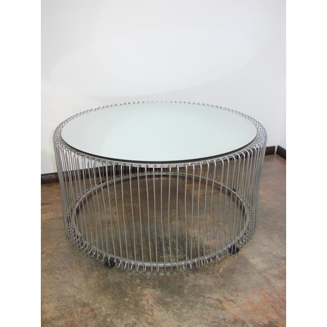 1990s Round Coffee Table with Mirrored Top, 1990s For Sale - Image 5 of 7