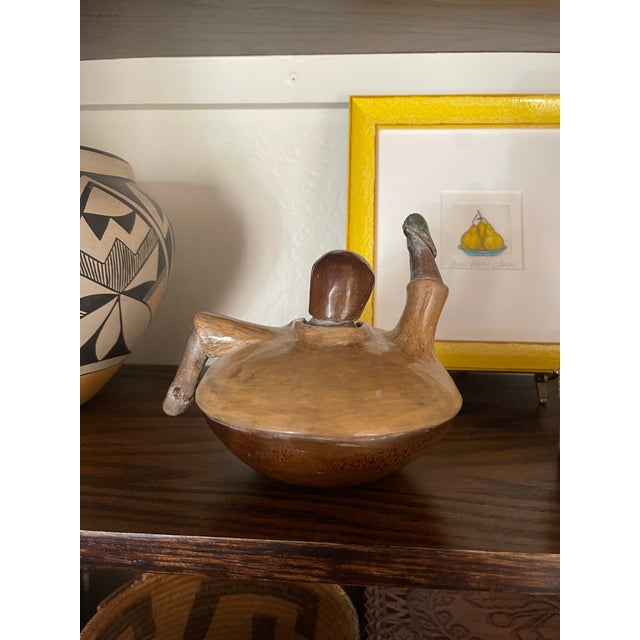 1990s Vintage 1994 Folk Art Pottery Chulucanas Peru Round Man Terracotta Handmade Pot by Luis Sandoval - Rare For Sale - Image 5 of 8