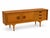 A beautifully restored mid-century blonde sideboard, featuring a striking striped wood veneer, sliding cupboard doors and...