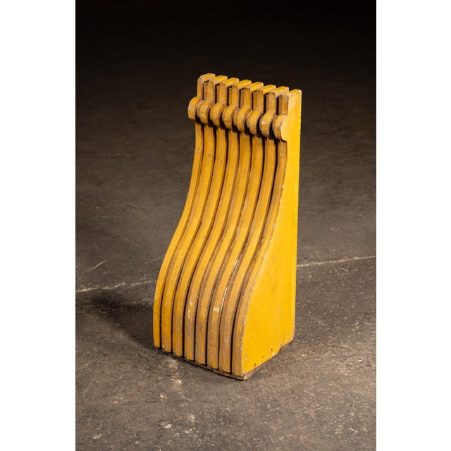 Wood Set of Two C. 1910 Craftsman Wooden Corbels in Mustard Yellow For Sale - Image 7 of 8