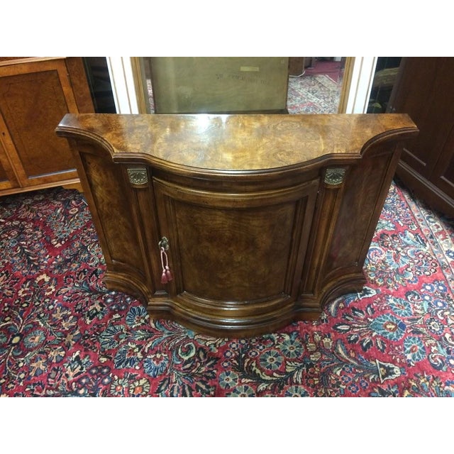 Traditional Vintage Console Cabinet, Burl Walnut Narrow Cabinet For Sale - Image 3 of 12