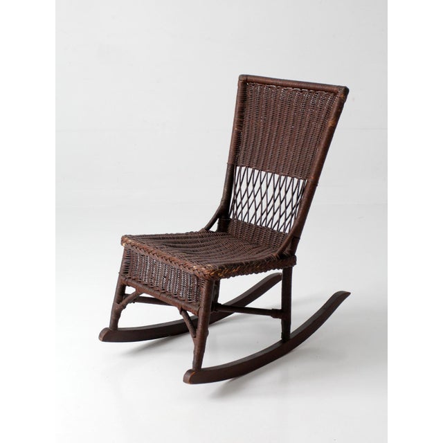 Victorian Antique Victorian Wicker Rocking Chair For Sale - Image 3 of 18