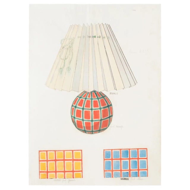 Lamp and Decoration'' 1890s is an original watercolor drawing on ivory-colored paper by Anonymous Artist of the late 19th...