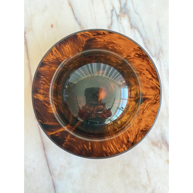 Mid-Century Tortoiseshell Acrylic Glass and Brass Centrepieces from Guzzini, Italy, 1970s, Set of 3 For Sale - Image 14 of 16