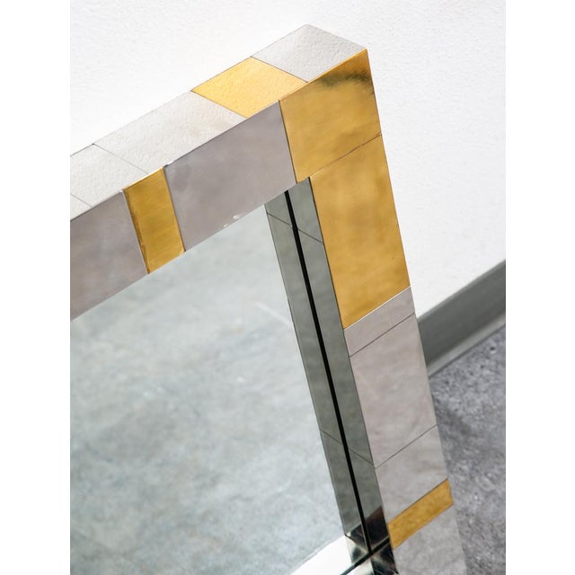 Metal Mid Century Modern Mirror Wall Art Chrome Brass Gold Paul Evans Cityscape Square For Sale - Image 7 of 12