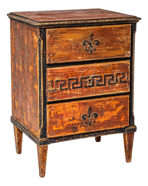 Hand-Painted Biedermeier Chest of Drawers in Red, 1800s