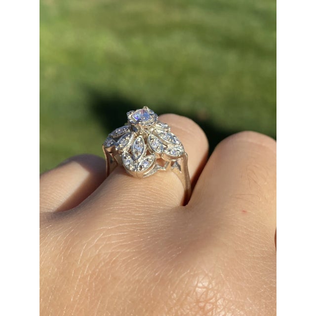 The Crimson Ridge: Ladies Antique 14K White Gold Diamond Princess Ring. Feel like royalty in this original antique...