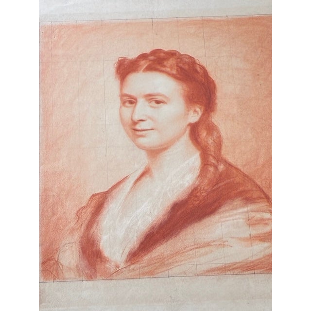 19th Century Hand Drawn Original Sanguine Portrait of a Young Woman - Signed For Sale In Reno/Lake Tahoe - Image 6 of 13