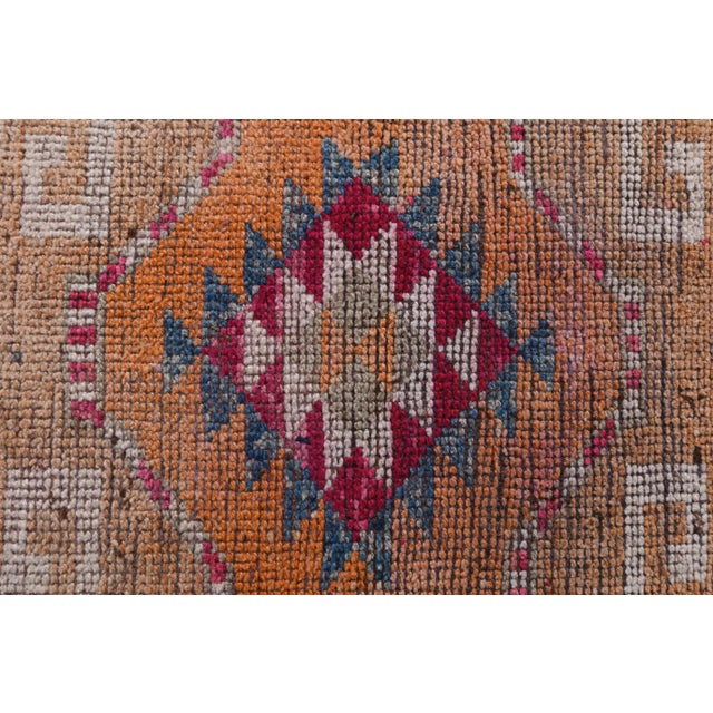 1970s Vintage Turkish Hand-Knotted Wool Cotton Pink Runner Rug For Sale - Image 5 of 12