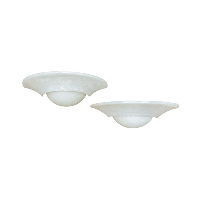 Stone Large Art Deco Alabaster Wall Lamps, 1970s, Set of 2 For Sale - Image 7 of 18