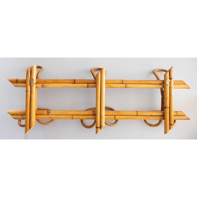 1960s Mid-Century Italian Bamboo Rattan Coat & Hat Rack For Sale - Image 5 of 6