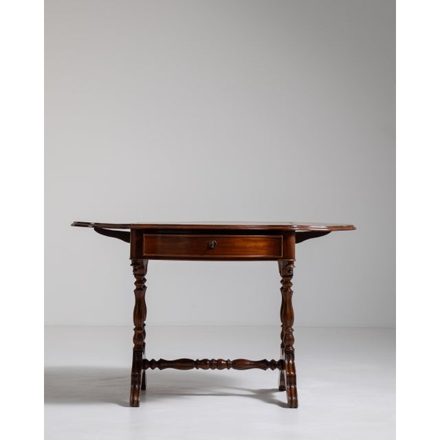 Napoleon III Mahogany Pembroke Drop-Leaf Table, Second Empire Style, France, 19th Century For Sale - Image 11 of 18