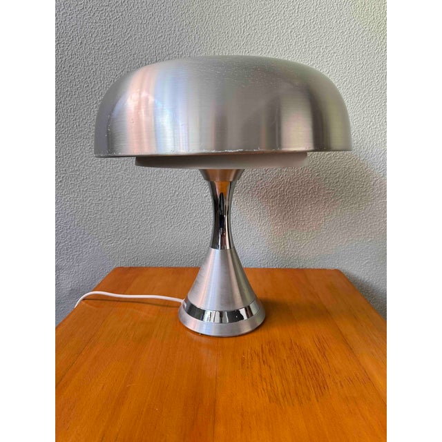 Designed by Luigi Massoni for Guzzini in the 1970s, this Mushroom table lamp exemplifies the sculptural precision and...