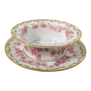 1900s Ch Field Gda Haviland Limoges Ramekin Dish and Underplate For Sale
