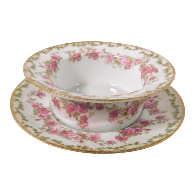 1900s Ch Field Gda Haviland Limoges Ramekin Dish and Underplate For Sale