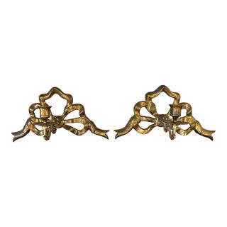 1970s Brass Hollywood Regency Candle Sconces, a Pair For Sale