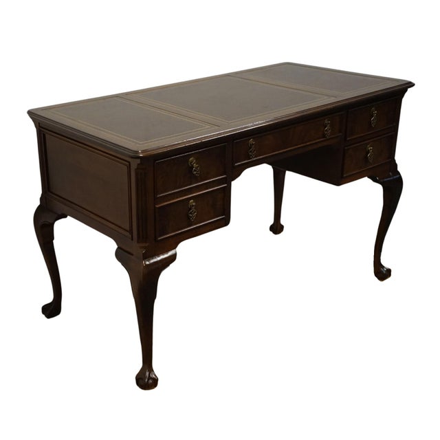 SLIGH FURNITURE Solid Mahogany Traditional Chippendale Style 44" Writing Desk w. Tooled Leather Top 6030-1 29.25" High 44"...