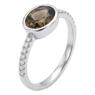 Smoky Topaz Cubic Zirconia Ring in 925 Sterling Silver, Brown Gemstone Ring for Woman Us 7 For Sale