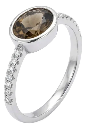 Smoky Topaz Cubic Zirconia Ring in 925 Sterling Silver, Brown Gemstone Ring for Woman Us 7