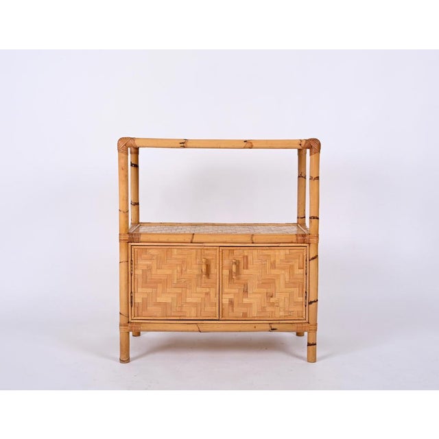 Mid-Century Storage Cabinet in Woven Rattan and Bamboo, Italy, 1970s For Sale - Image 10 of 17