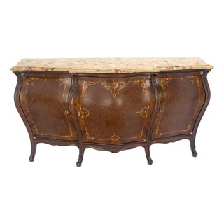 Very Fine Extra Large French Inlaid Bombe 3 Doors Dresser Fitted Drawers MINT For Sale