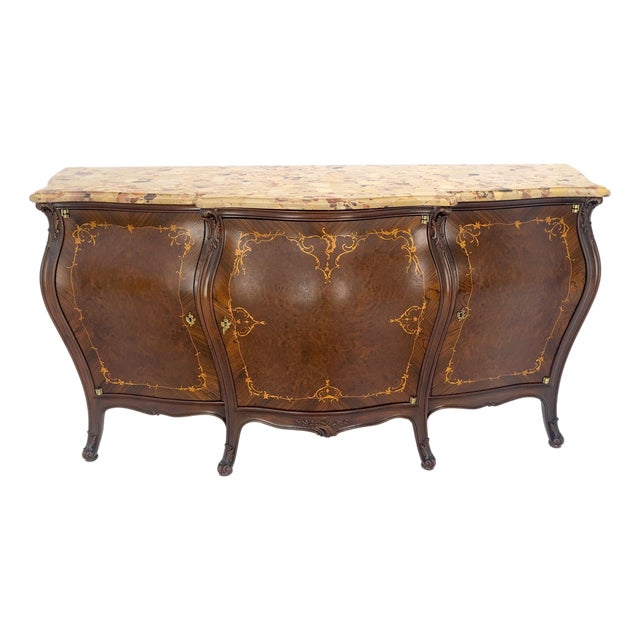 Very Fine Extra Large French Inlaid Bombe 3 Doors Dresser Fitted Drawers MINT For Sale