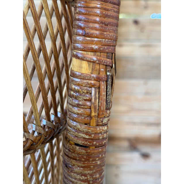 Vintage Mid-Century Bohemian Wicker & Rattan Peacock Fan Chair For Sale - Image 11 of 12
