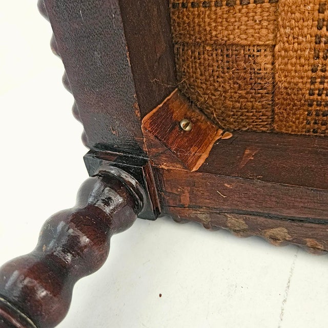Late 19th Century Jacobethan Revival Miniature Striped Spool Bench For Sale - Image 15 of 18