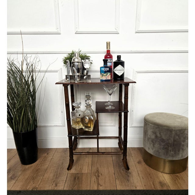 Mid-Century Italian Faux Bamboo Wooden Dry Bar Cabinet Table, 1960s For Sale - Image 3 of 9