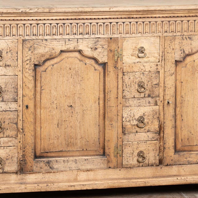 19th Century French Bleached Oak Sideboard Buffet With Eight Drawers For Sale - Image 10 of 14