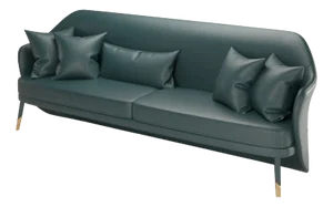 Bhutan Blue Petrol Leather Sofa by Javier Gomez
