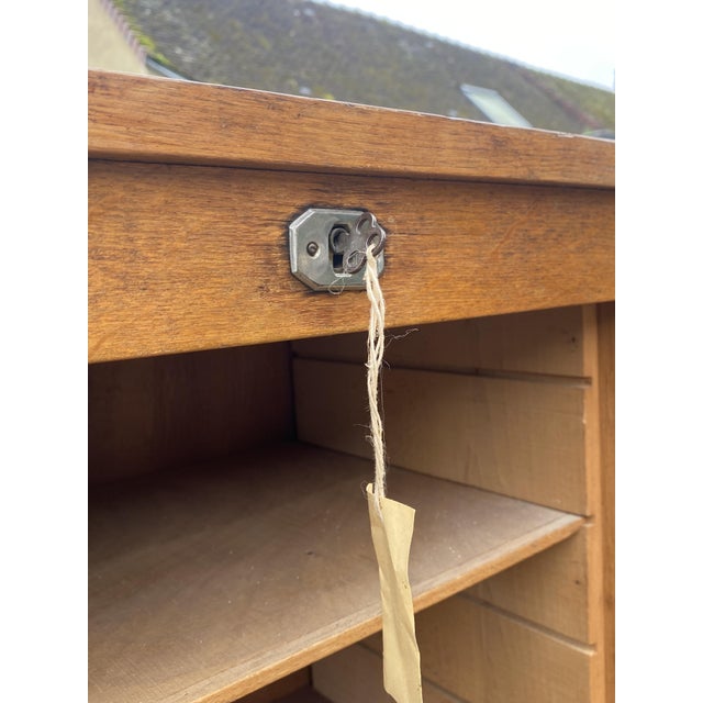 Oak Double Column Roll-Top Filing Cabinet, 1950s For Sale - Image 10 of 18