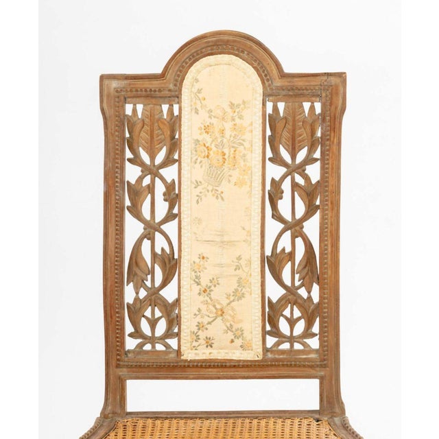French Louis XVI Silk Embroidery Panel Chair, Ca. 1900 For Sale - Image 3 of 8