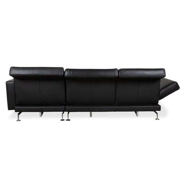 Leather Chrome Corner Sofa in Black with Manual Function by Brühl Moule For Sale - Image 18 of 18
