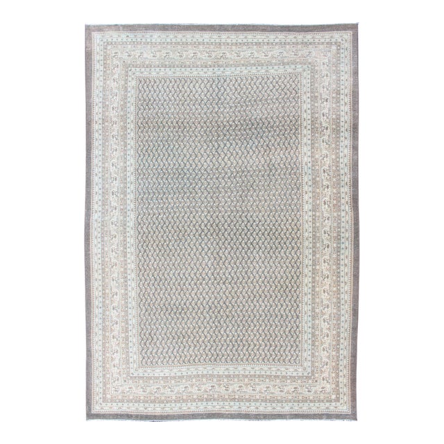 Antique Persian Tabriz Rug With Small-Scale All-Over Design and Gray Background 6'9 X 10'2 For Sale