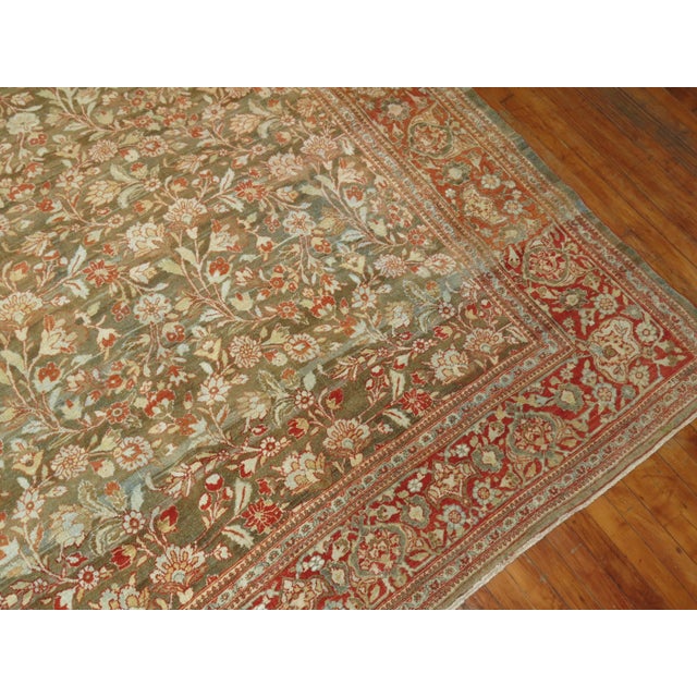 Red Elegant Antique Persian Room Size Tabriz Rug For Sale - Image 8 of 18