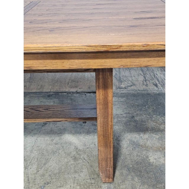 Brown 1990s Stickley Oak Mission Arts & Craft Style Dining Table W 2 Leaves For Sale - Image 8 of 16